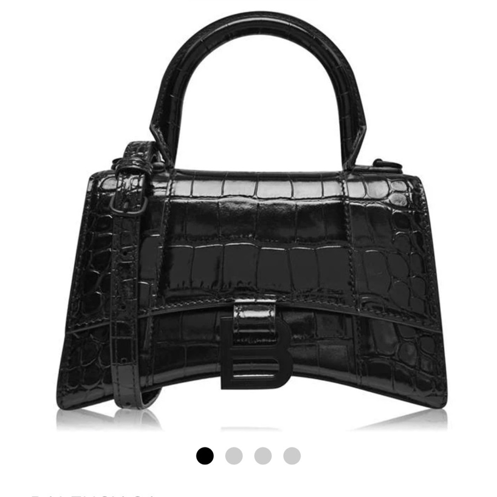 HOURGLASS XS HANDBAG CROCODILE EMBOSSED IN BLACK